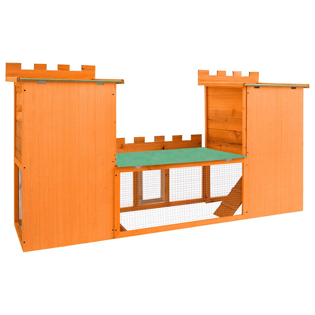 HKM-8418237 Two-Level Large Rabbit Hutch with Pine Wood Frame and Wire Mesh for Small Animals