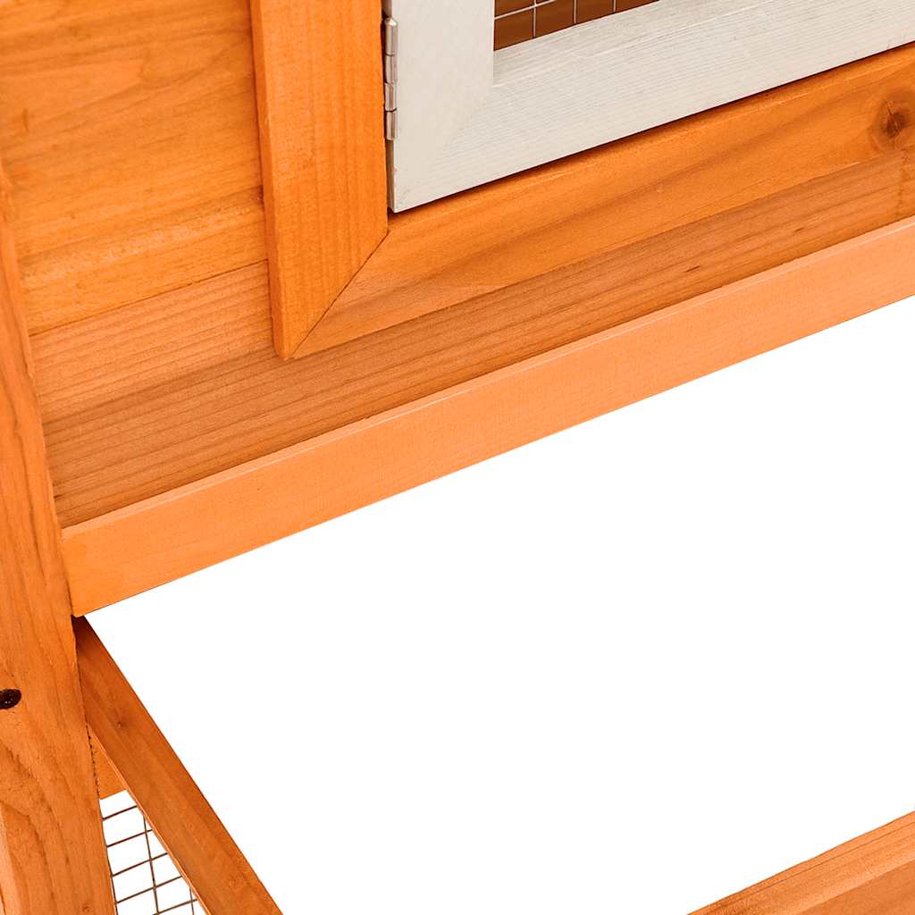 HKM-8418237 Two-Level Large Rabbit Hutch with Pine Wood Frame and Wire Mesh for Small Animals