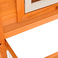 HKM-8418237 Two-Level Large Rabbit Hutch with Pine Wood Frame and Wire Mesh for Small Animals