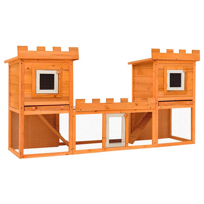 HKM-8418237 Two-Level Large Rabbit Hutch with Pine Wood Frame and Wire Mesh for Small Animals