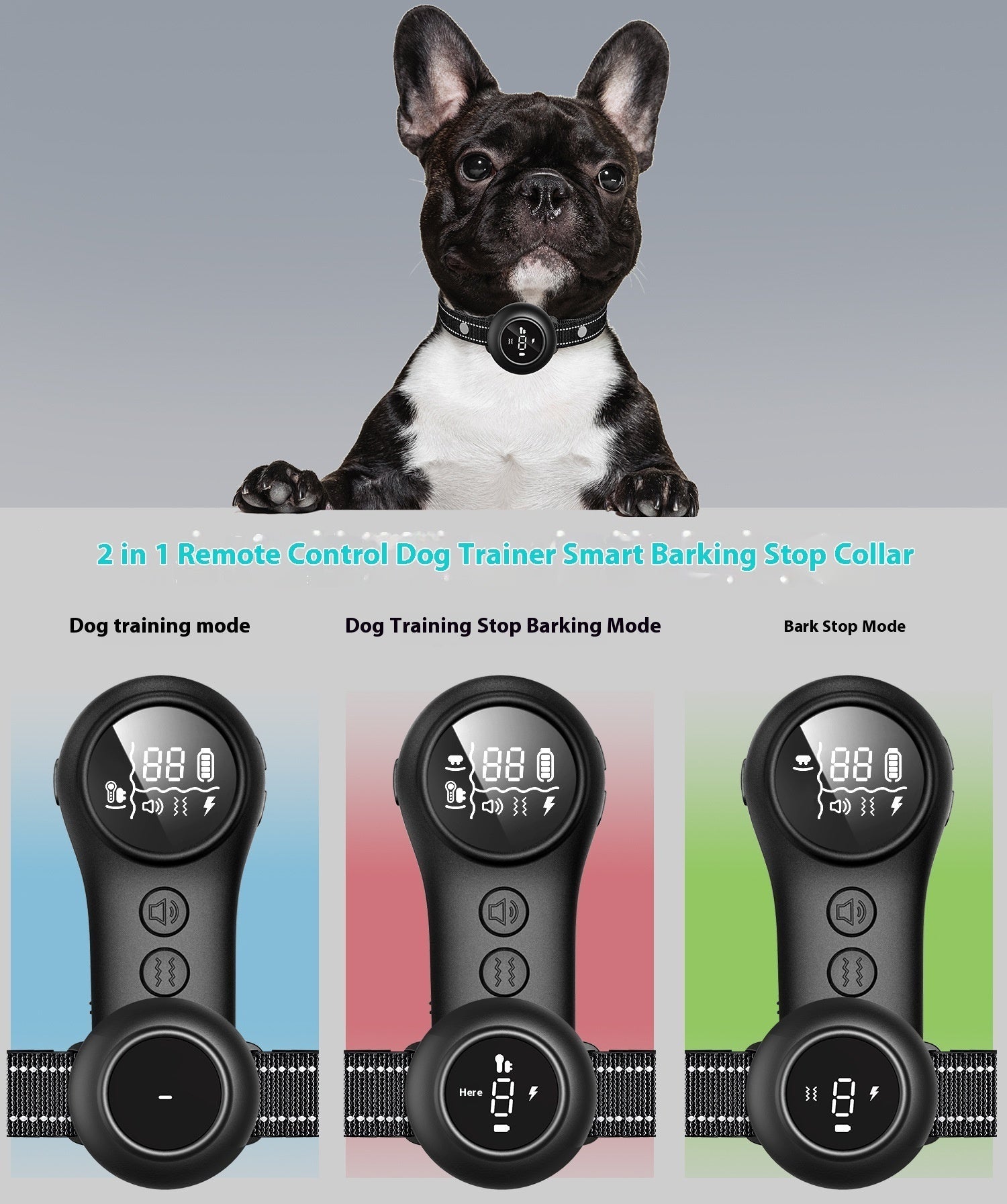 HKM-8419901 3-in-1 Dog Trainer and Bark Control Device with Multiple Training Modes