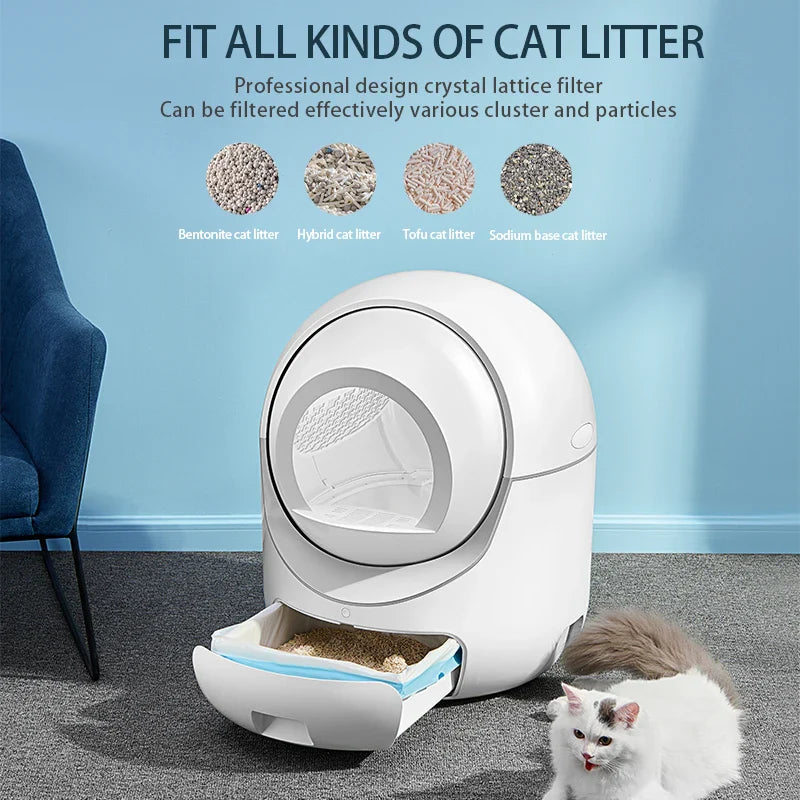 HKM-842003 Extra Large Smart Cat Litter Box with 5G WiFi, One-Touch Clean & Easy Maintenance, Ideal for Cats Up to 34.17lb