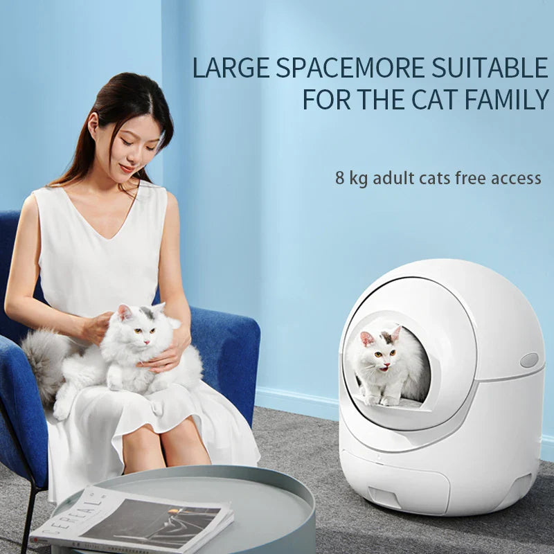 HKM-842003 Extra Large Smart Cat Litter Box with 5G WiFi, One-Touch Clean & Easy Maintenance, Ideal for Cats Up to 34.17lb