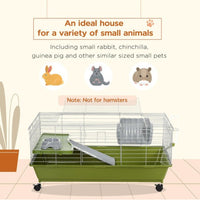 HKM-8420285 Rolling Small Animal Cage for Rabbits, Guinea Pigs & Chinchillas with Wheels and Accessories