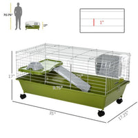 HKM-8420285 Rolling Small Animal Cage for Rabbits, Guinea Pigs & Chinchillas with Wheels and Accessories