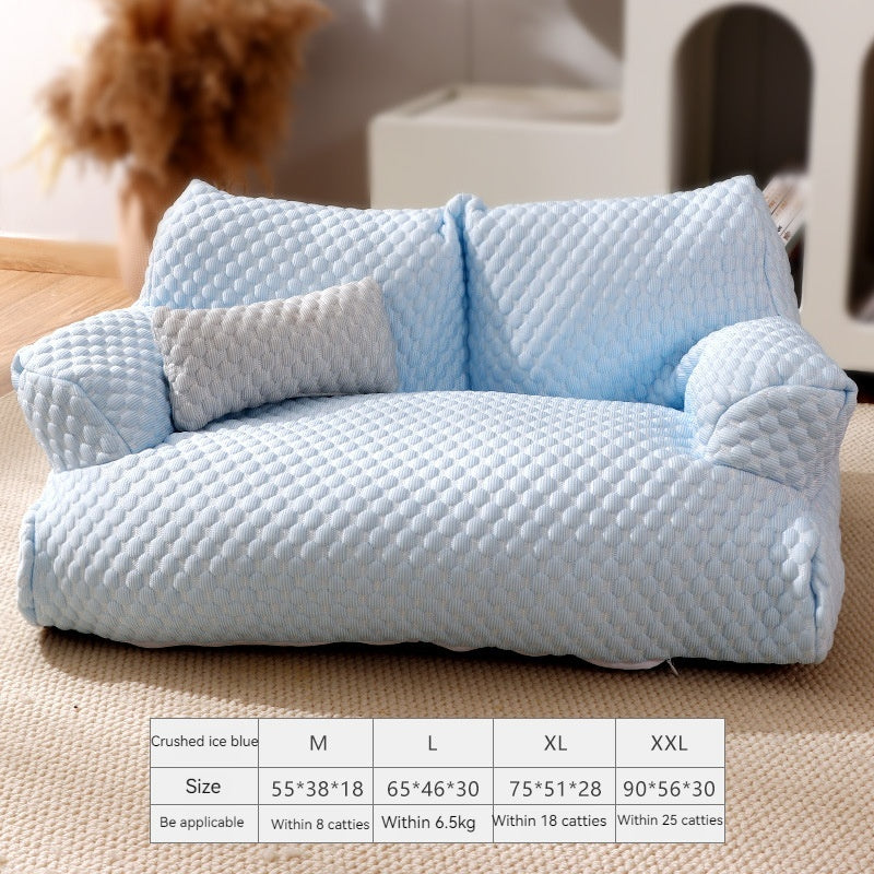 HKM-8420669 Universal Removable Waterproof Pet Sofa in Ice Blue, Cherry Blossom, Cream Yellow, Taro Purple, Mint Green, Breathable Ice Silk