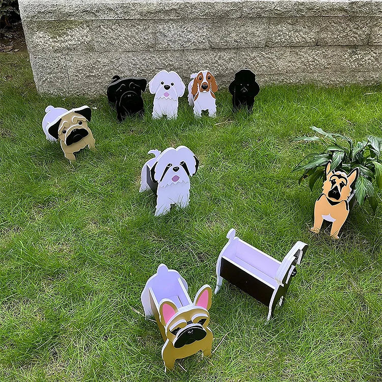HKM-842067 Charming Dog-Shaped Plastic Flower Pot for Home and Outdoor Decor