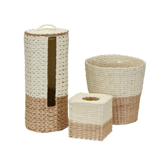 HKM-842131 3-Piece Water Hyacinth Bathroom Set for Functional Decor