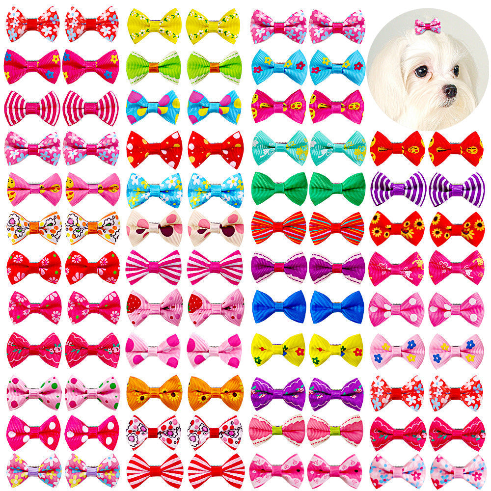 HKM-8421437 Pet Bow Head Flower Clips for Dogs and Cats - 50 Pack, 2.5cm x 4cm, Lightweight Cloth Ornaments