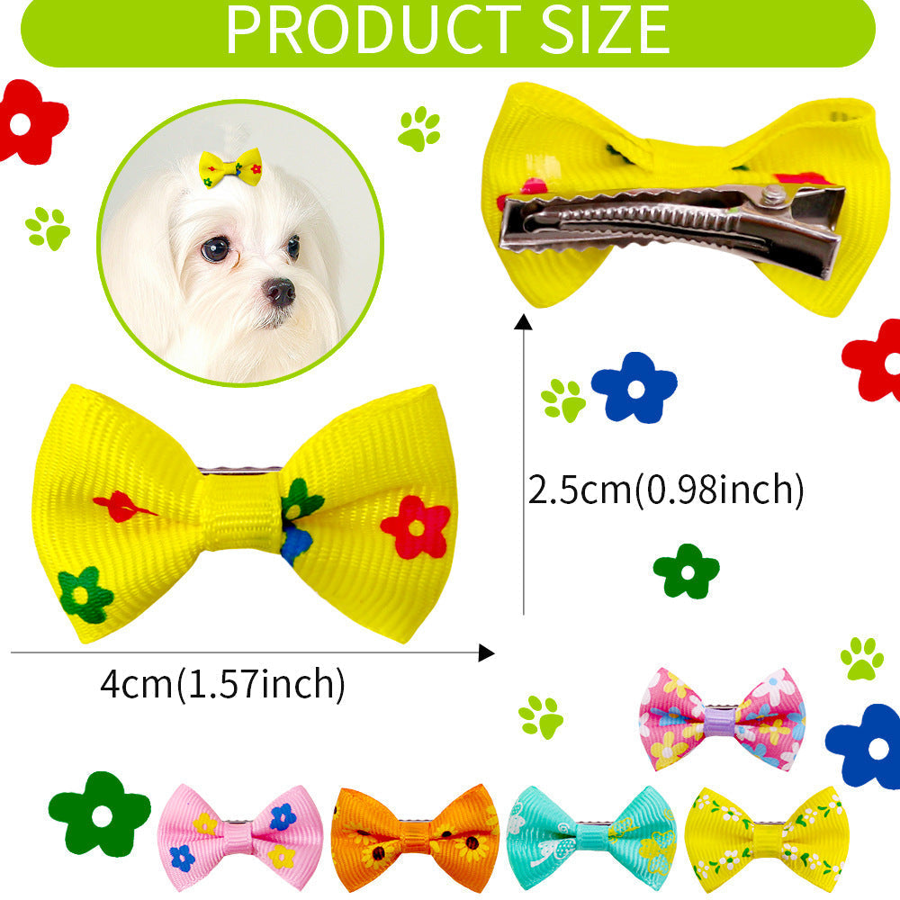 HKM-8421437 Pet Bow Head Flower Clips for Dogs and Cats - 50 Pack, 2.5cm x 4cm, Lightweight Cloth Ornaments