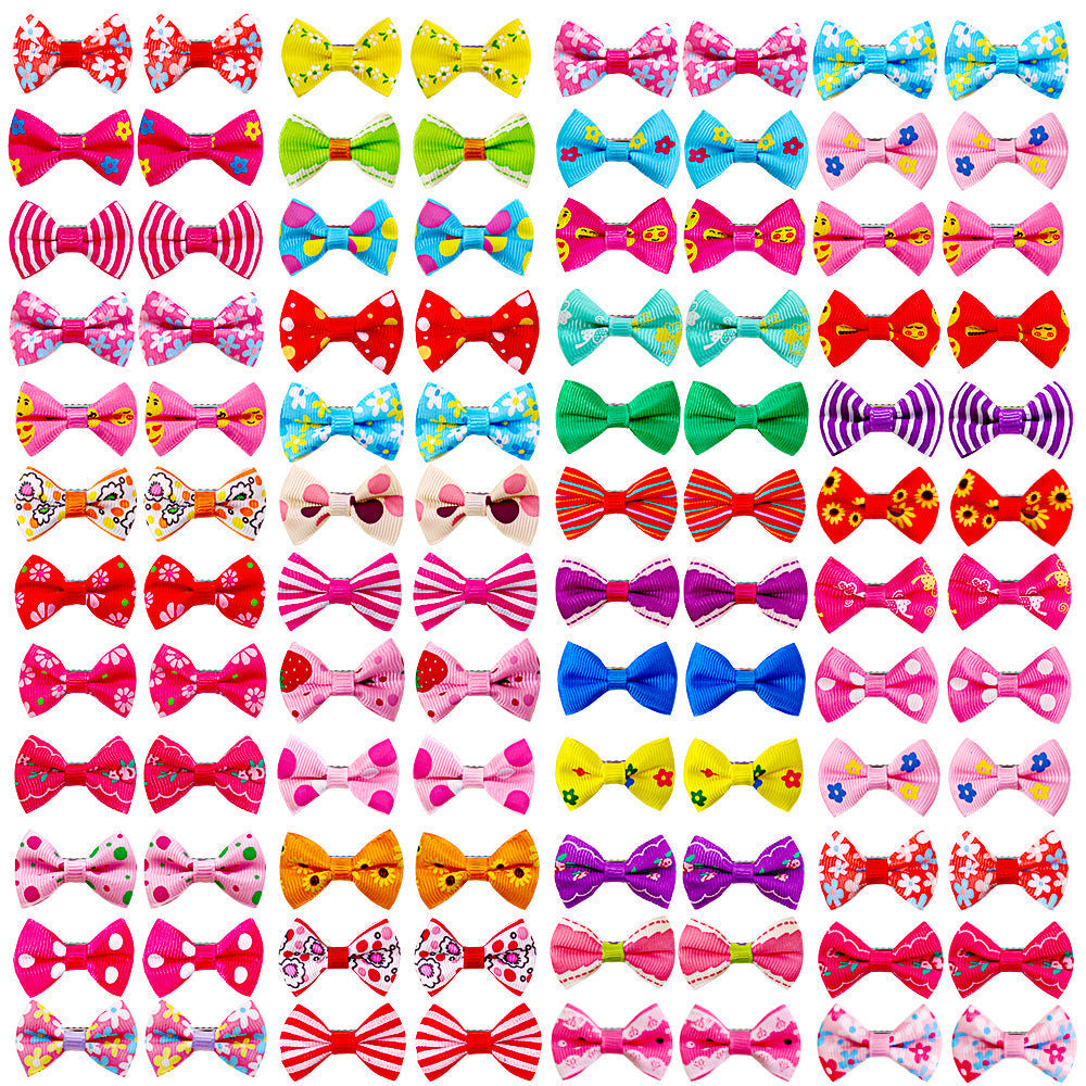 HKM-8421437 Pet Bow Head Flower Clips for Dogs and Cats - 50 Pack, 2.5cm x 4cm, Lightweight Cloth Ornaments