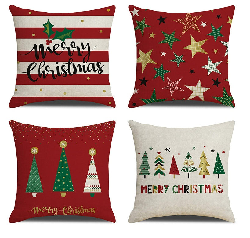 HKM-842259 Nordic Christmas Day Throw Linen Cushion Pillowcase 45x45cm
