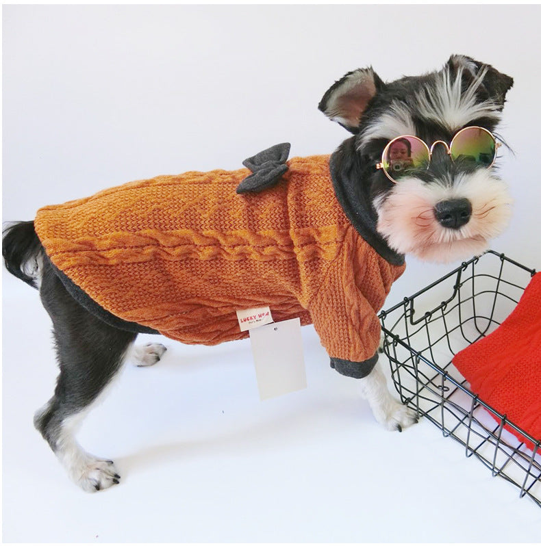 HKM-8422973 Knitted Hoodie Sweater for Small and Medium Dogs - Available in Red and Yellow