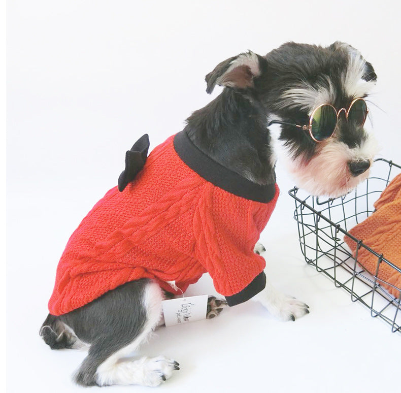 HKM-8422973 Knitted Hoodie Sweater for Small and Medium Dogs - Available in Red and Yellow