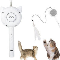 HKM-8423869 5-in-1 Interactive Cat Brush Toy with Retractable Teaser Wand and Light-Up Features