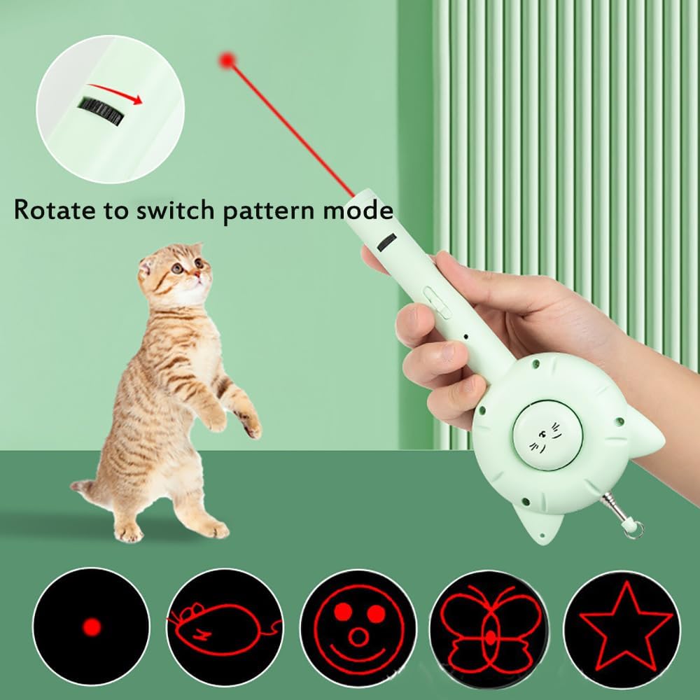HKM-8423869 5-in-1 Interactive Cat Brush Toy with Retractable Teaser Wand and Light-Up Features
