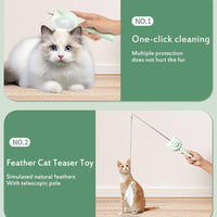HKM-8423869 5-in-1 Interactive Cat Brush Toy with Retractable Teaser Wand and Light-Up Features