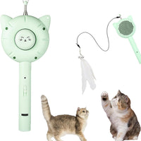 HKM-8423869 5-in-1 Interactive Cat Brush Toy with Retractable Teaser Wand and Light-Up Features