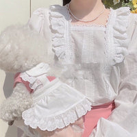 HKM-8423997 Pet Lace Maid Skirt for Dogs and Cats - Stylish Pink and Blue Options Available