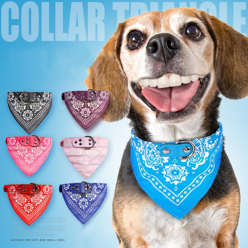 HKM-8424381 Triangle Printed Scarf Dog Towel Collar - Imitation Deerskin, Small Size