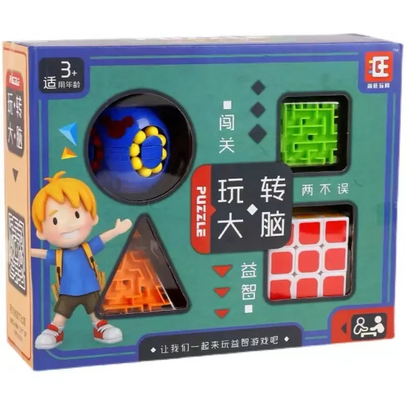 HKM-842515 Montessori Maze Cube Puzzle Fidget Game for Brain Development - 3x3x3 Maze Toy for Ages 2-13
