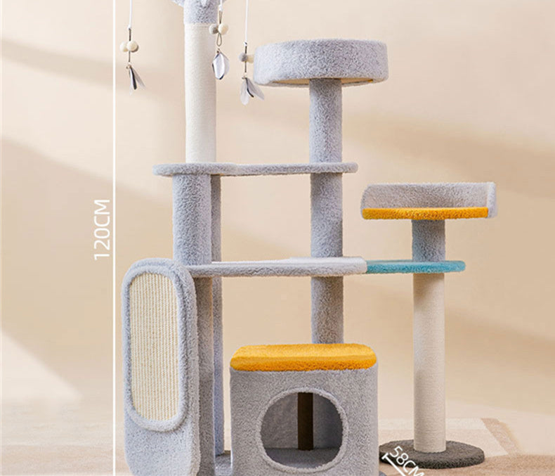 HKM-8425661 Large Cat Scratch Board Jumping Platform with Multi-Tier Options and Fun Accessories