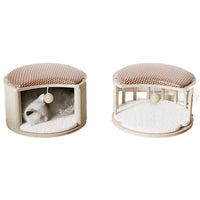 HKM-8426429 Solid Wood Summer Cat Nest - Four Seasons Universal Design with Plush Cushion Options