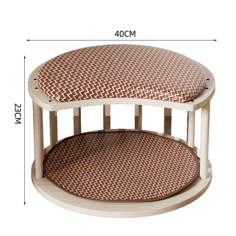 HKM-8426429 Solid Wood Summer Cat Nest - Four Seasons Universal Design with Plush Cushion Options