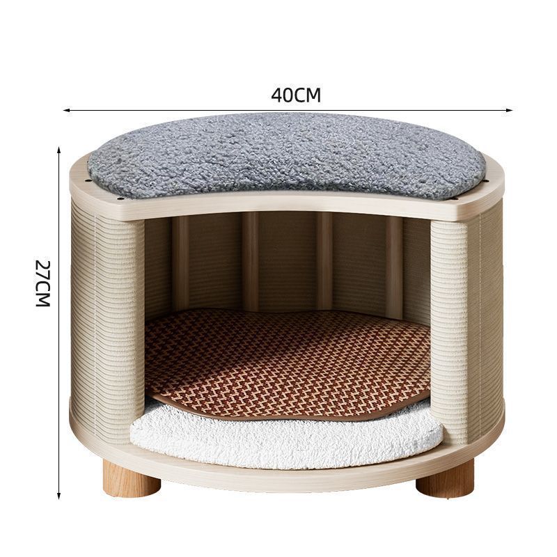 HKM-8426429 Solid Wood Summer Cat Nest - Four Seasons Universal Design with Plush Cushion Options