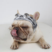 HKM-8426557 Black Silver Pilot Hat for Pets - Adjustable Size for Cats and Dogs