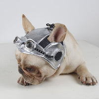 HKM-8426557 Black Silver Pilot Hat for Pets - Adjustable Size for Cats and Dogs