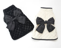 HKM-8426813 Cozy Cotton Pet Coat with Sequin Embroidered Big Bow - Available in Multiple Sizes