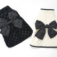 HKM-8426813 Cozy Cotton Pet Coat with Sequin Embroidered Big Bow - Available in Multiple Sizes