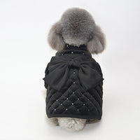 HKM-8426813 Cozy Cotton Pet Coat with Sequin Embroidered Big Bow - Available in Multiple Sizes