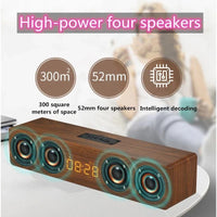 HKM-842707 Portable Wireless Wooden Boombox Speaker with 20W Output, Bluetooth 4.2, FM Radio, Clock Alarm Function, TF Card and AUX Input