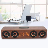 HKM-842707 Portable Wireless Wooden Boombox Speaker with 20W Output, Bluetooth 4.2, FM Radio, Clock Alarm Function, TF Card and AUX Input