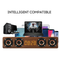 HKM-842707 Portable Wireless Wooden Boombox Speaker with 20W Output, Bluetooth 4.2, FM Radio, Clock Alarm Function, TF Card and AUX Input
