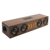 HKM-842707 Portable Wireless Wooden Boombox Speaker with 20W Output, Bluetooth 4.2, FM Radio, Clock Alarm Function, TF Card and AUX Input