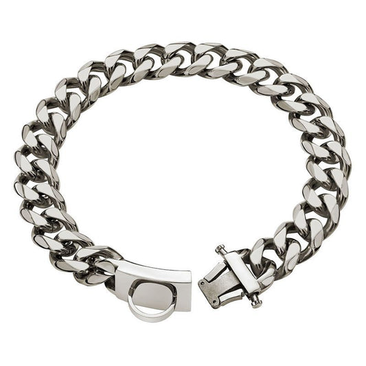HKM-842707 Stainless Steel Dog Collar and Leash Set for Medium and Large Breeds, Durable Anti-Bite Design