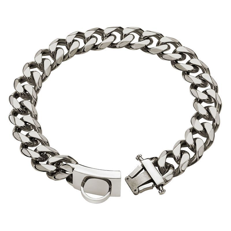 HKM-842707 Stainless Steel Dog Collar and Leash Set for Medium and Large Breeds, Durable Anti-Bite Design