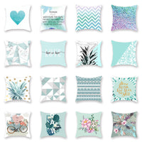HKM-842771 Geometric Plant Pattern Green Pillowcase - Scandinavian Style, 45x45cm, Polyester
