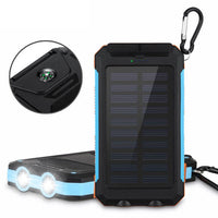 HKM-842771 Solar Power Bank with Dual Headlight, Polymer Lithium Battery, 5V-2A Output, Rechargeable for iPad, iPhone, Android and More