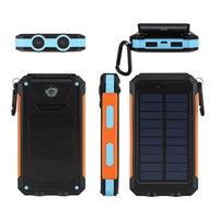 HKM-842771 Solar Power Bank with Dual Headlight, Polymer Lithium Battery, 5V-2A Output, Rechargeable for iPad, iPhone, Android and More