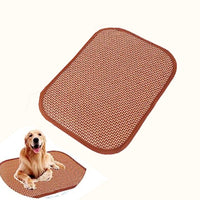 HKM-8429629 Cooling Mat for Cats and Dogs - Self-Cooling Bamboo Rattan Woven Pad for Summer Use - Ideal for Kennels, Crates, Guinea Pigs, and Hamsters
