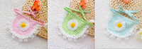 HKM-8429757 Pet Drool Towel in Plaid - Cotton, Available in Semicircle Daisy Pink, Green, Green-Blue, Sizes S & M