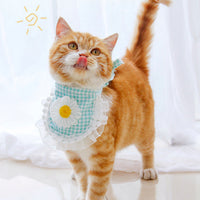 HKM-8429757 Pet Drool Towel in Plaid - Cotton, Available in Semicircle Daisy Pink, Green, Green-Blue, Sizes S & M