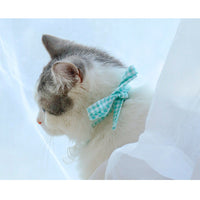 HKM-8429757 Pet Drool Towel in Plaid - Cotton, Available in Semicircle Daisy Pink, Green, Green-Blue, Sizes S & M