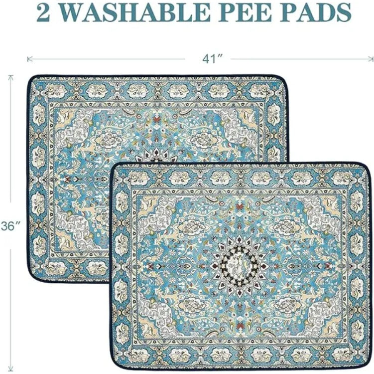 HKM-8430013 Washable Reusable Dog Pee Pads - Super Absorbent Leakproof Training Pads, Non-Slip for Crates and Floors, 36x41 Inches, 2 Pack