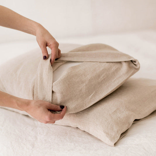 HKM-843027 Solid Color Yellow Linen Pillowcase - Rectangular Envelope Style, 48x74cm