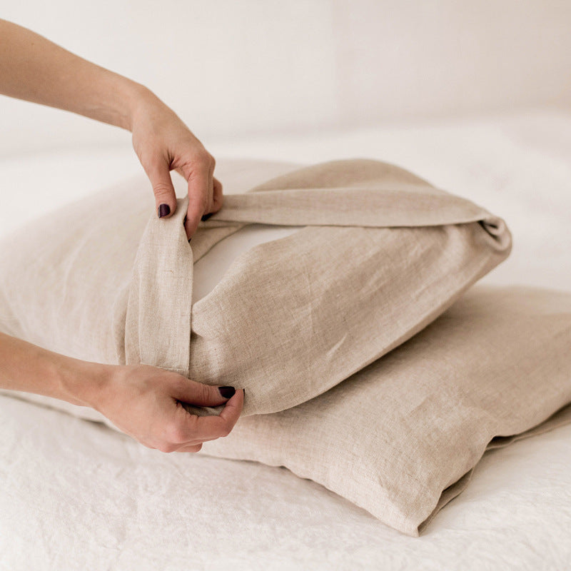 HKM-843027 Solid Color Yellow Linen Pillowcase - Rectangular Envelope Style, 48x74cm